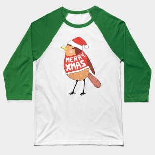 Christmas Robin Baseball T-Shirt